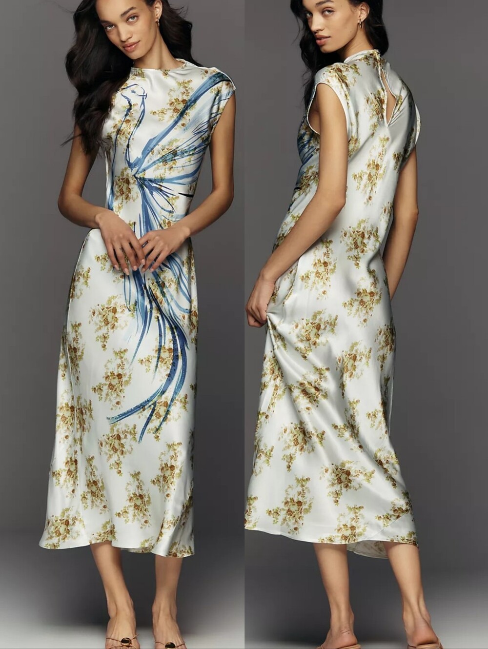 Maeve Anthropologie Charlette Mock-Neck Midi Slip Dress Small Petite SP